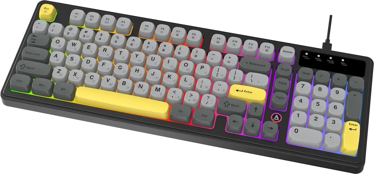 Клавіатура Ajazz AF98 Black USB-C Black Gray Yellow (AF98-BGY) - мініатюра 3