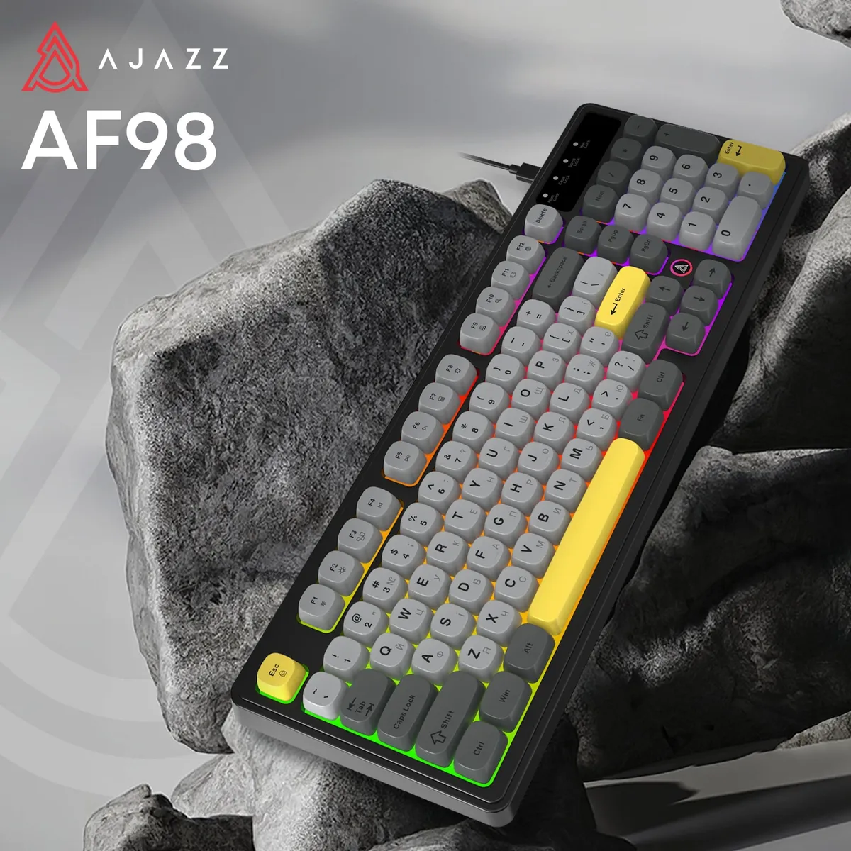 Клавіатура Ajazz AF98 Black USB-C Black Gray Yellow (AF98-BGY) - мініатюра 6