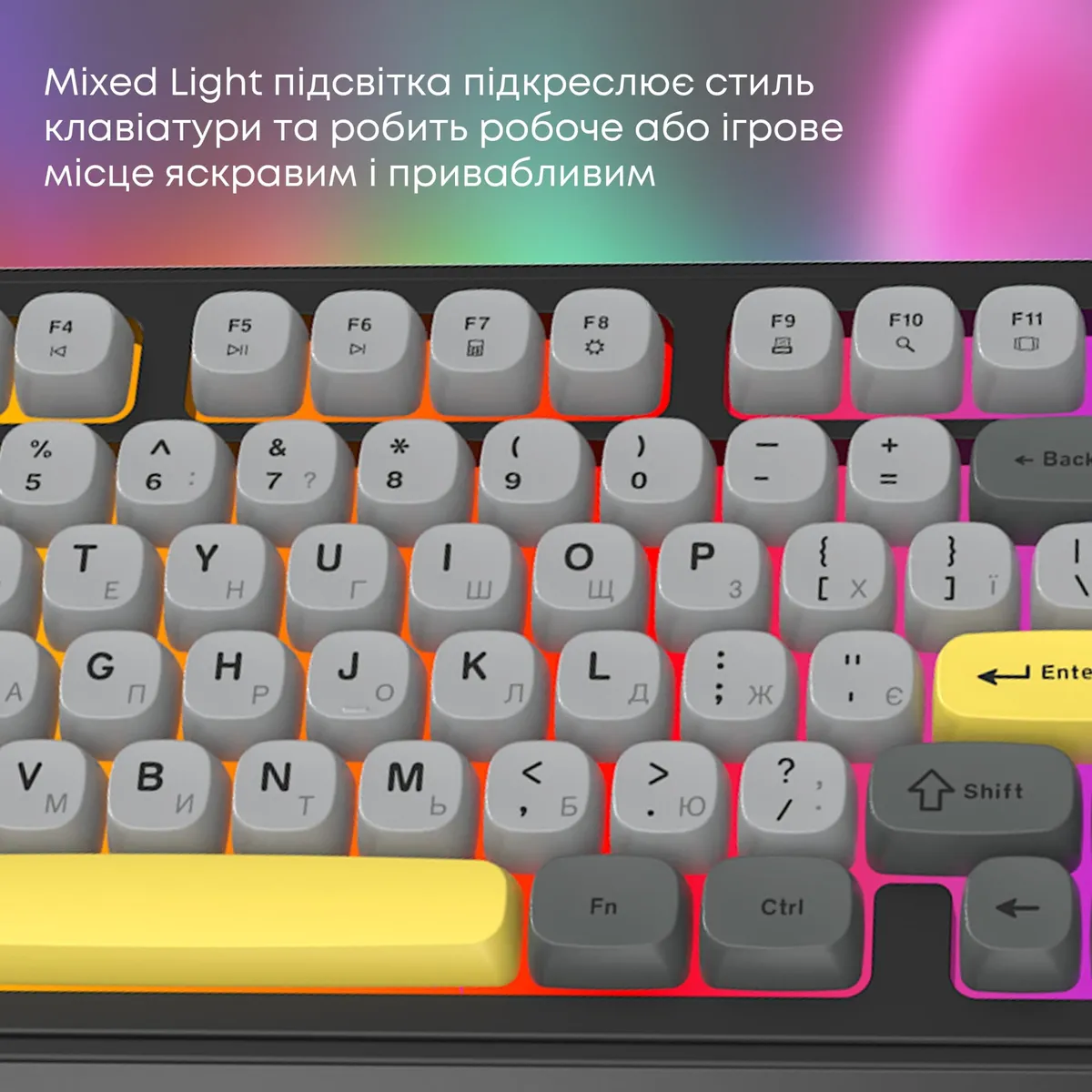 Клавіатура Ajazz AF98 Black USB-C Black Gray Yellow (AF98-BGY) - мініатюра 9