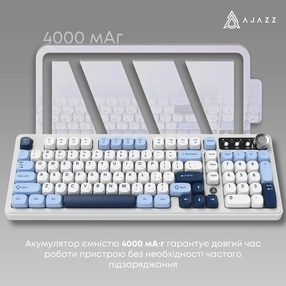 Клавіатура бездротова Ajazz AF98 Plus Glacier Blue (AF98-PLUS-GB) - мініатюра 10