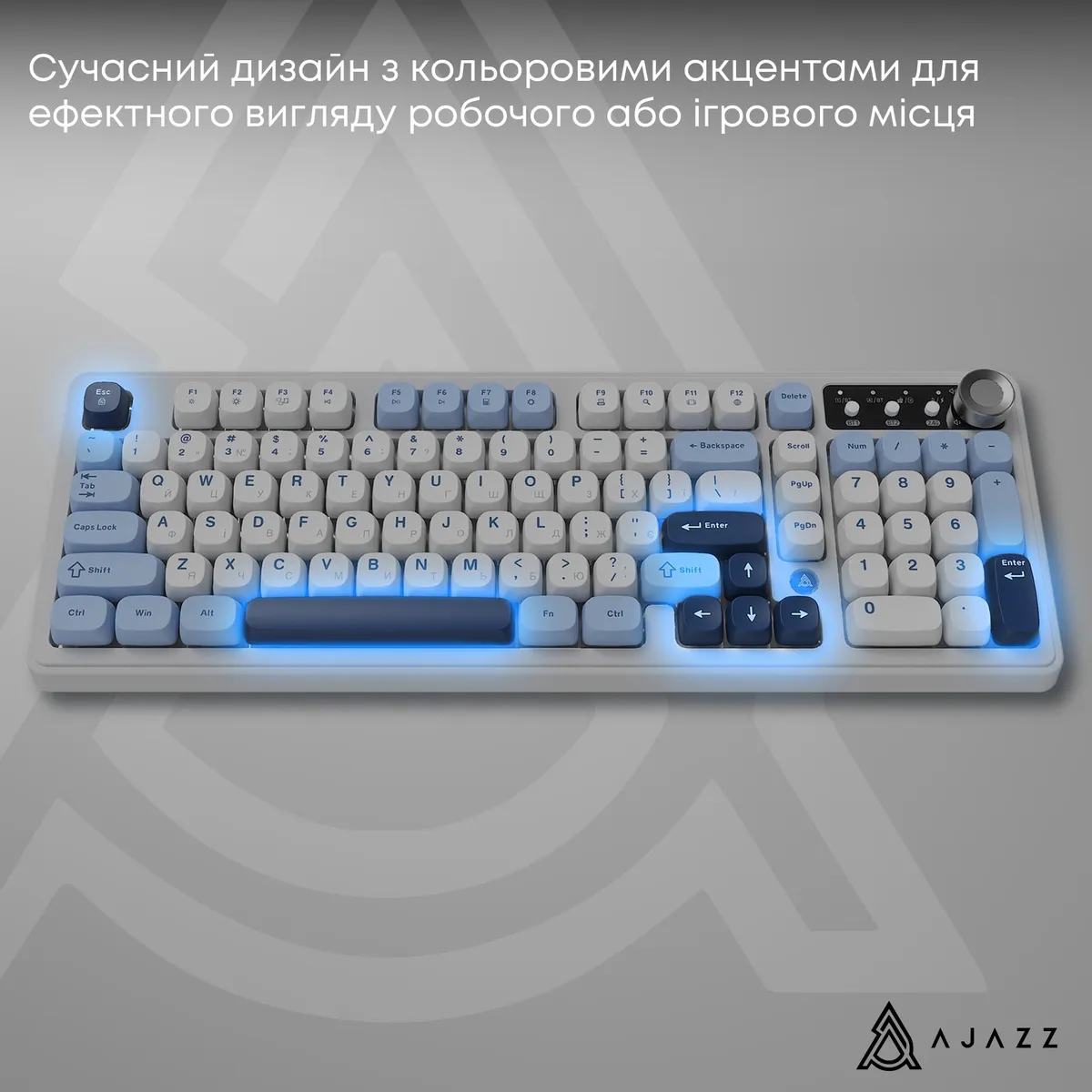 Клавіатура бездротова Ajazz AF98 Plus Glacier Blue (AF98-PLUS-GB) - мініатюра 14