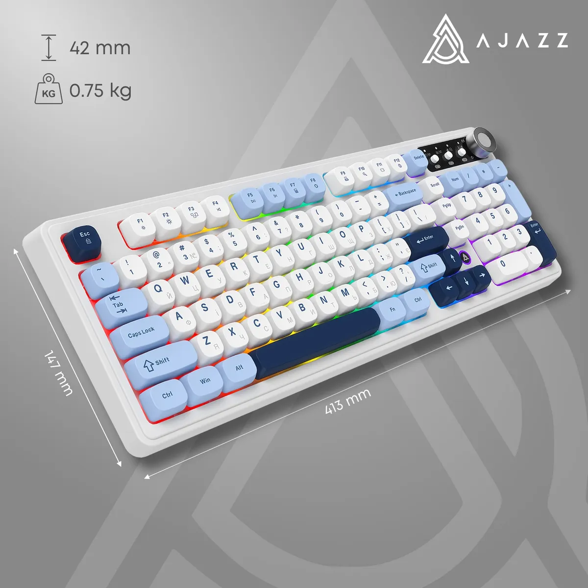 Клавіатура бездротова Ajazz AF98 Plus Glacier Blue (AF98-PLUS-GB) - мініатюра 15