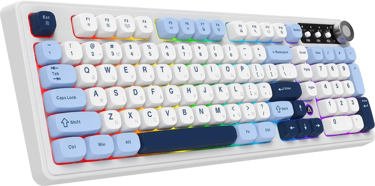 Клавіатура бездротова Ajazz AF98 Plus Glacier Blue (AF98-PLUS-GB) - мініатюра 2