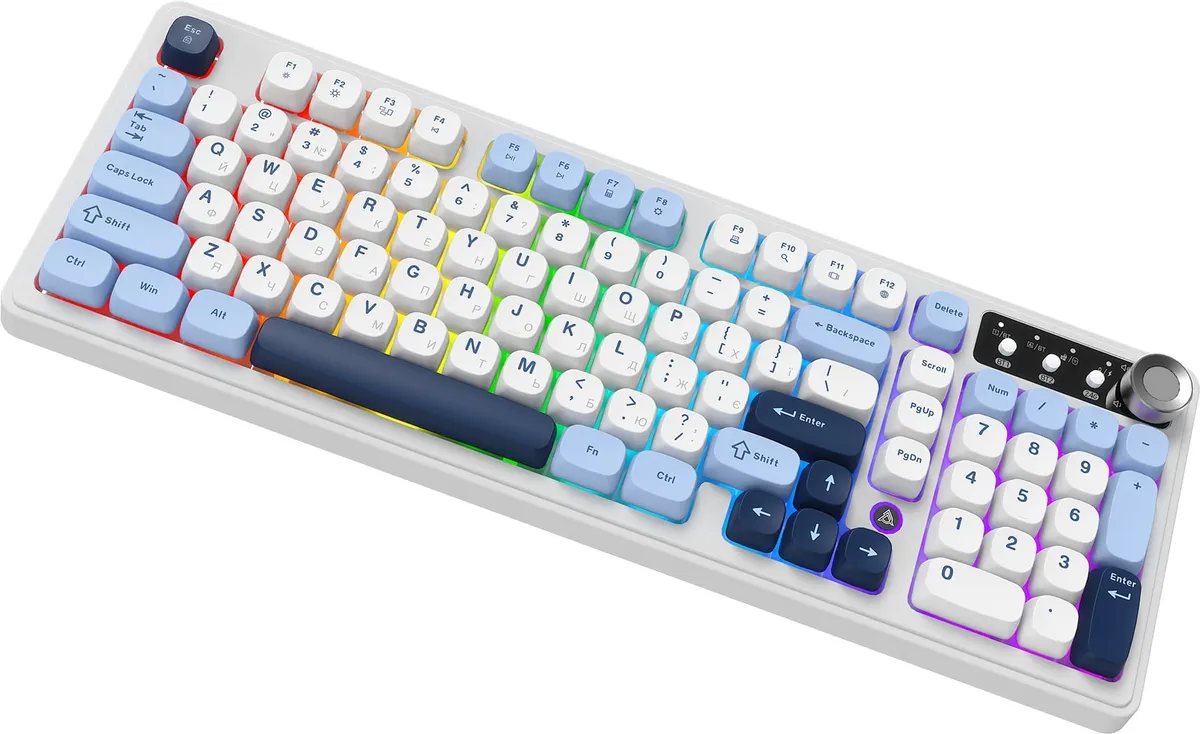 Клавіатура бездротова Ajazz AF98 Plus Glacier Blue (AF98-PLUS-GB) - мініатюра 3