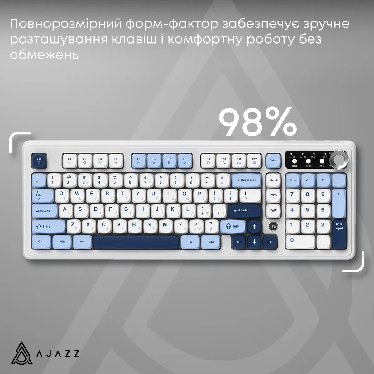 Клавіатура бездротова Ajazz AF98 Plus Glacier Blue (AF98-PLUS-GB) - мініатюра 8