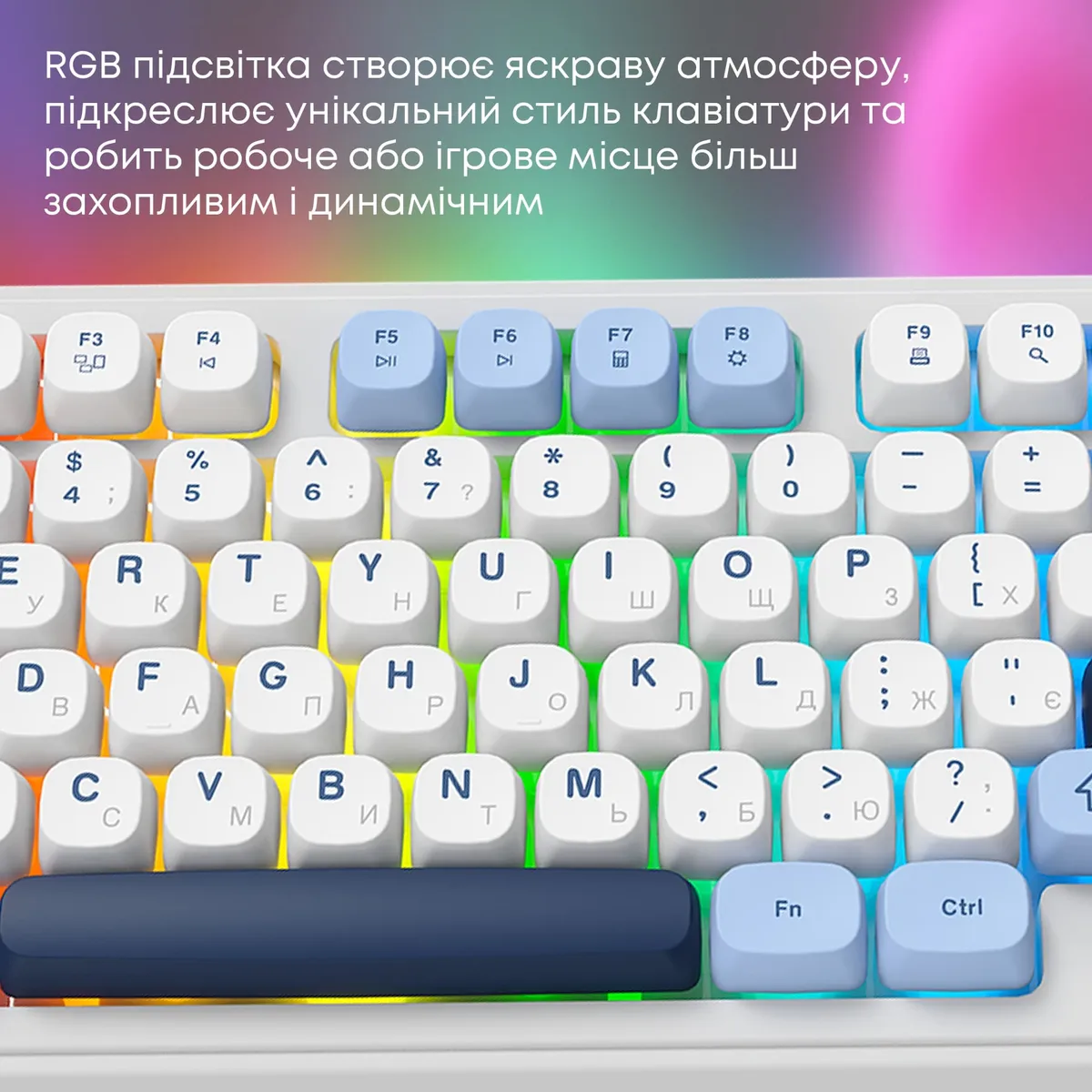 Клавіатура бездротова Ajazz AF98 Plus Glacier Blue (AF98-PLUS-GB) - мініатюра 9