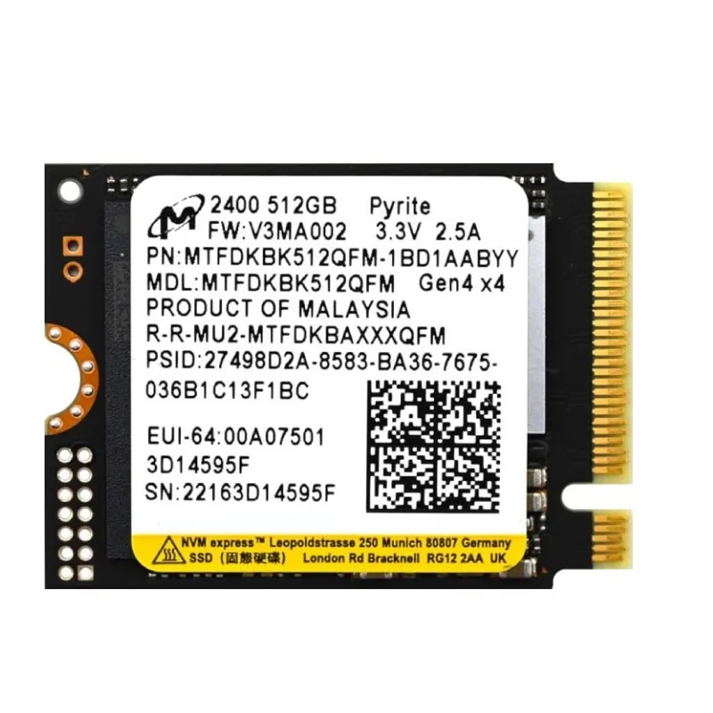 Накопичувач SSD  512GB Micron M.2 2230 PCIe 4.0 x4 3D QLC (MTFDKBK512QFM) - зображення 1