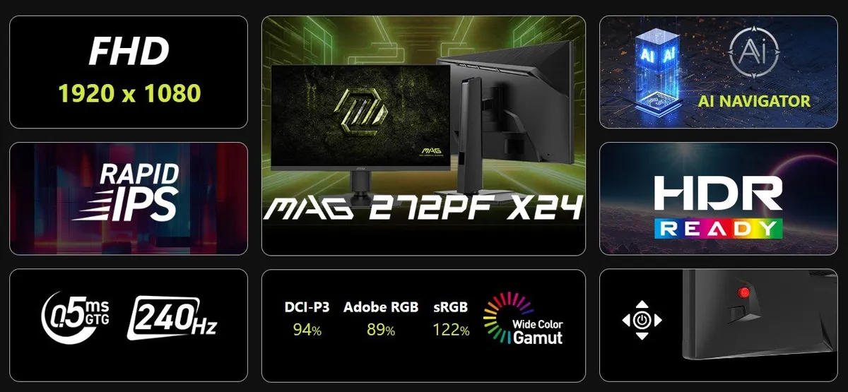 Монітор MSI 27" MAG 272PF X24 IPS Black 240Hz - мініатюра 7