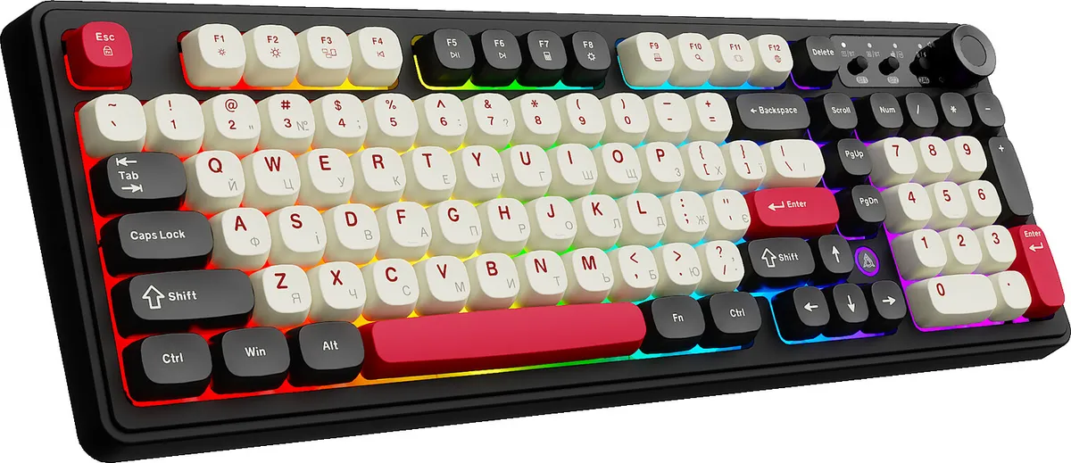 Клавіатура бездротова Ajazz AF98 Plus Black Shark Red (AF98-PLUS-BSR) - зображення 1