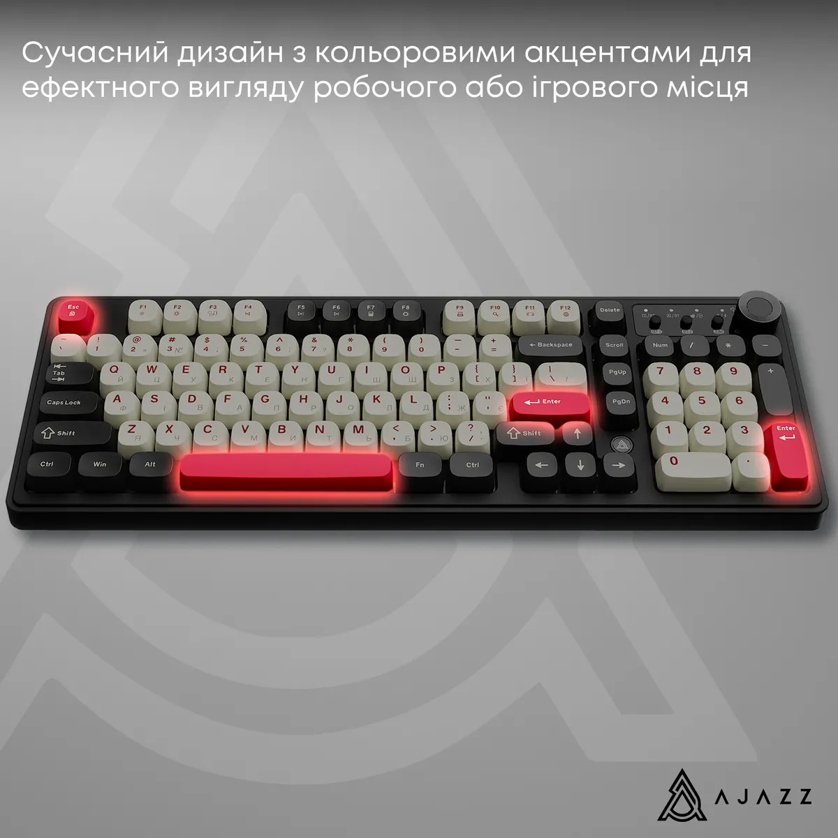 Клавіатура бездротова Ajazz AF98 Plus Black Shark Red (AF98-PLUS-BSR) - мініатюра 12