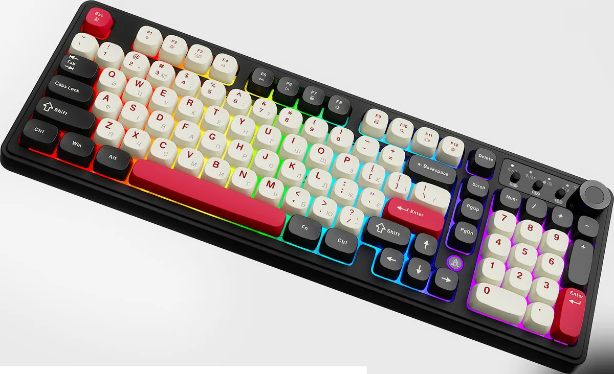 Клавіатура бездротова Ajazz AF98 Plus Black Shark Red (AF98-PLUS-BSR) - мініатюра 2