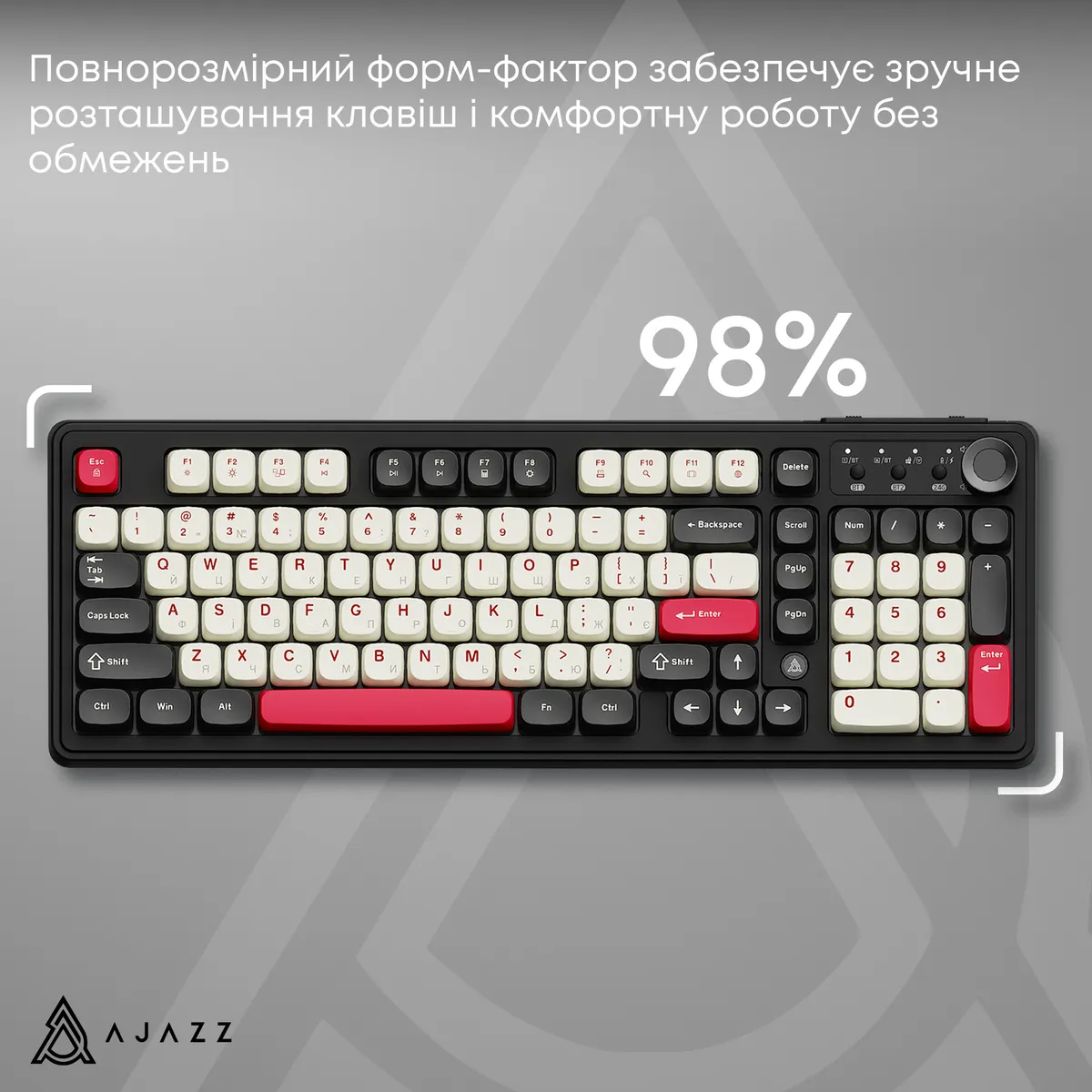 Клавіатура бездротова Ajazz AF98 Plus Black Shark Red (AF98-PLUS-BSR) - мініатюра 7