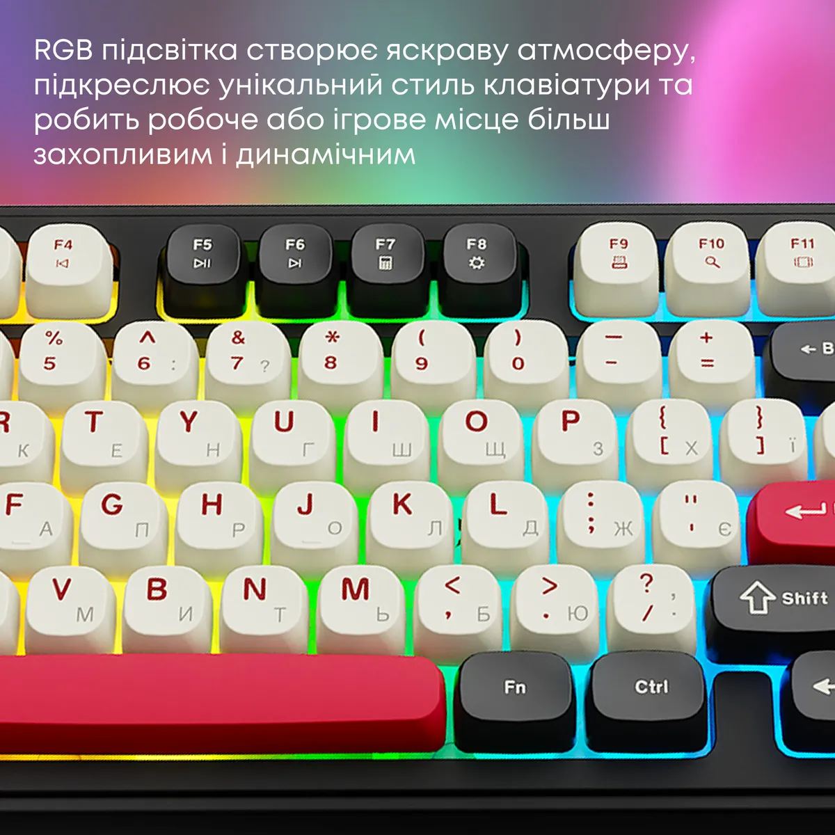 Клавіатура бездротова Ajazz AF98 Plus Black Shark Red (AF98-PLUS-BSR) - мініатюра 8