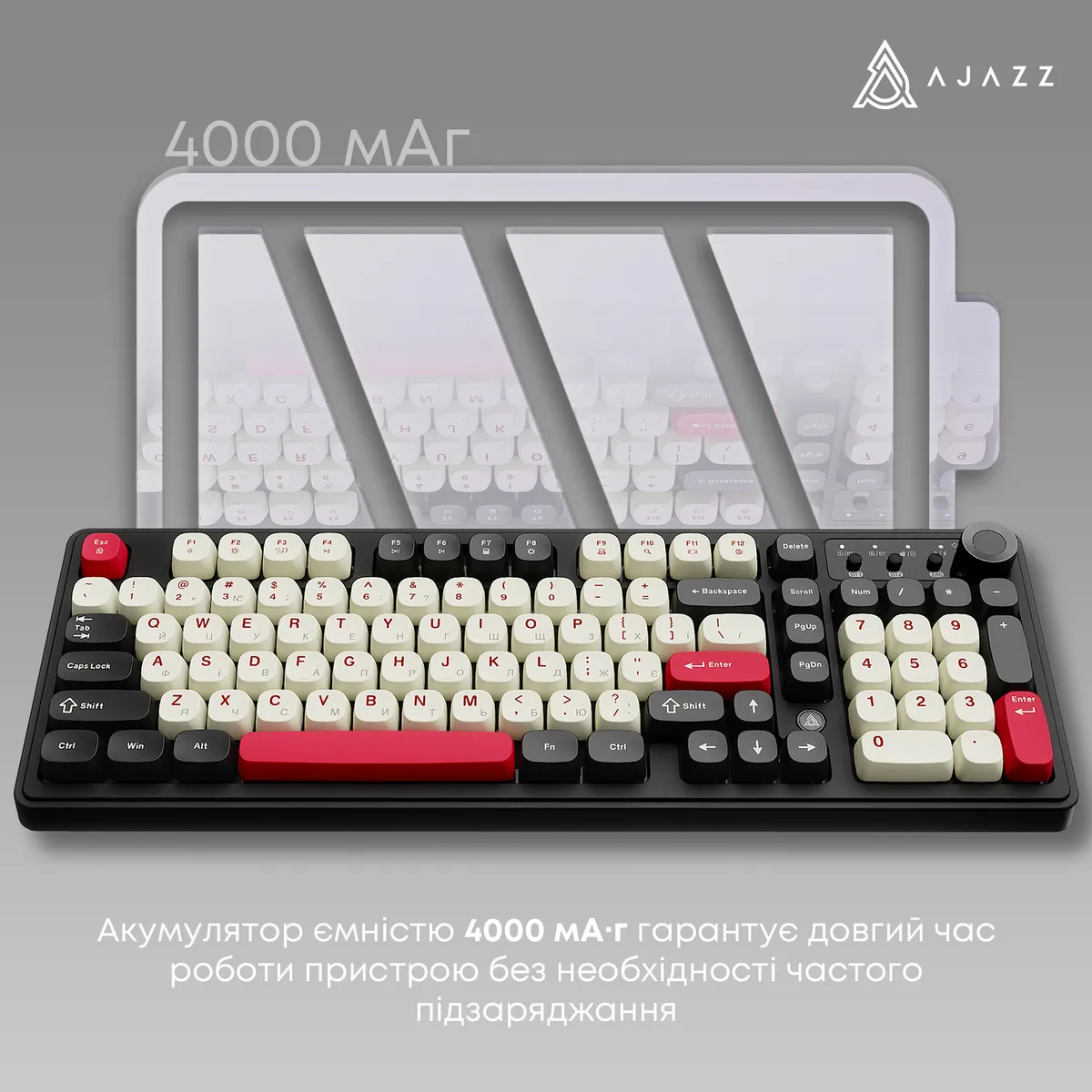 Клавіатура бездротова Ajazz AF98 Plus Black Shark Red (AF98-PLUS-BSR) - мініатюра 9