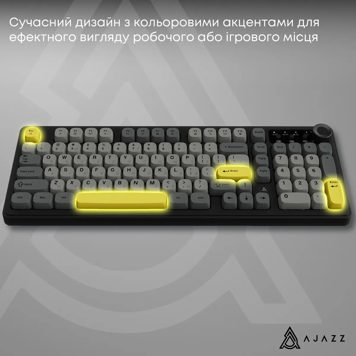 Клавіатура бездротова Ajazz AF98 Plus Black Gray Yellow (AF98-PLUS-BGY) - мініатюра 12