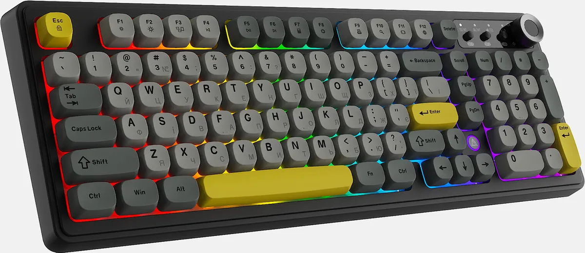 Клавіатура бездротова Ajazz AF98 Plus Black Gray Yellow (AF98-PLUS-BGY) - мініатюра 13