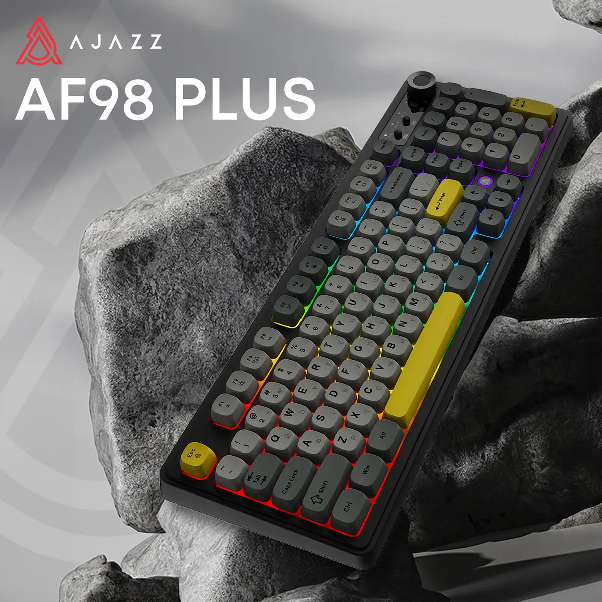 Клавіатура бездротова Ajazz AF98 Plus Black Gray Yellow (AF98-PLUS-BGY) - мініатюра 4