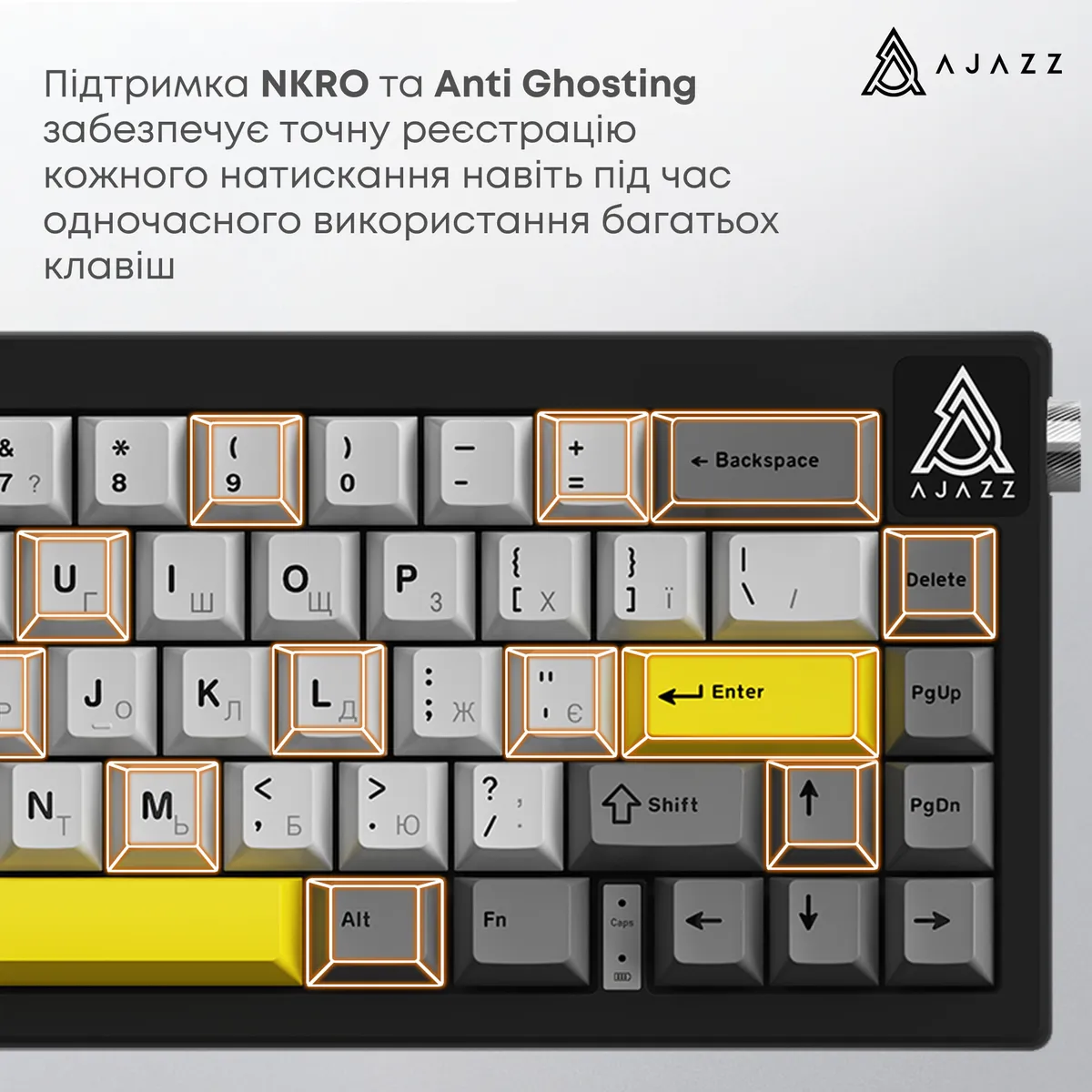 Клавіатура Ajazz AK650 Moon Yellow Switch Black USB-C (AK650-MY-GWY) - мініатюра 2