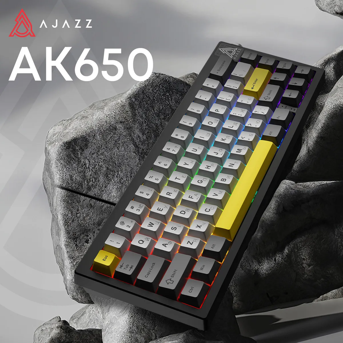 Клавіатура Ajazz AK650 Moon Yellow Switch Black USB-C (AK650-MY-GWY) - мініатюра 9