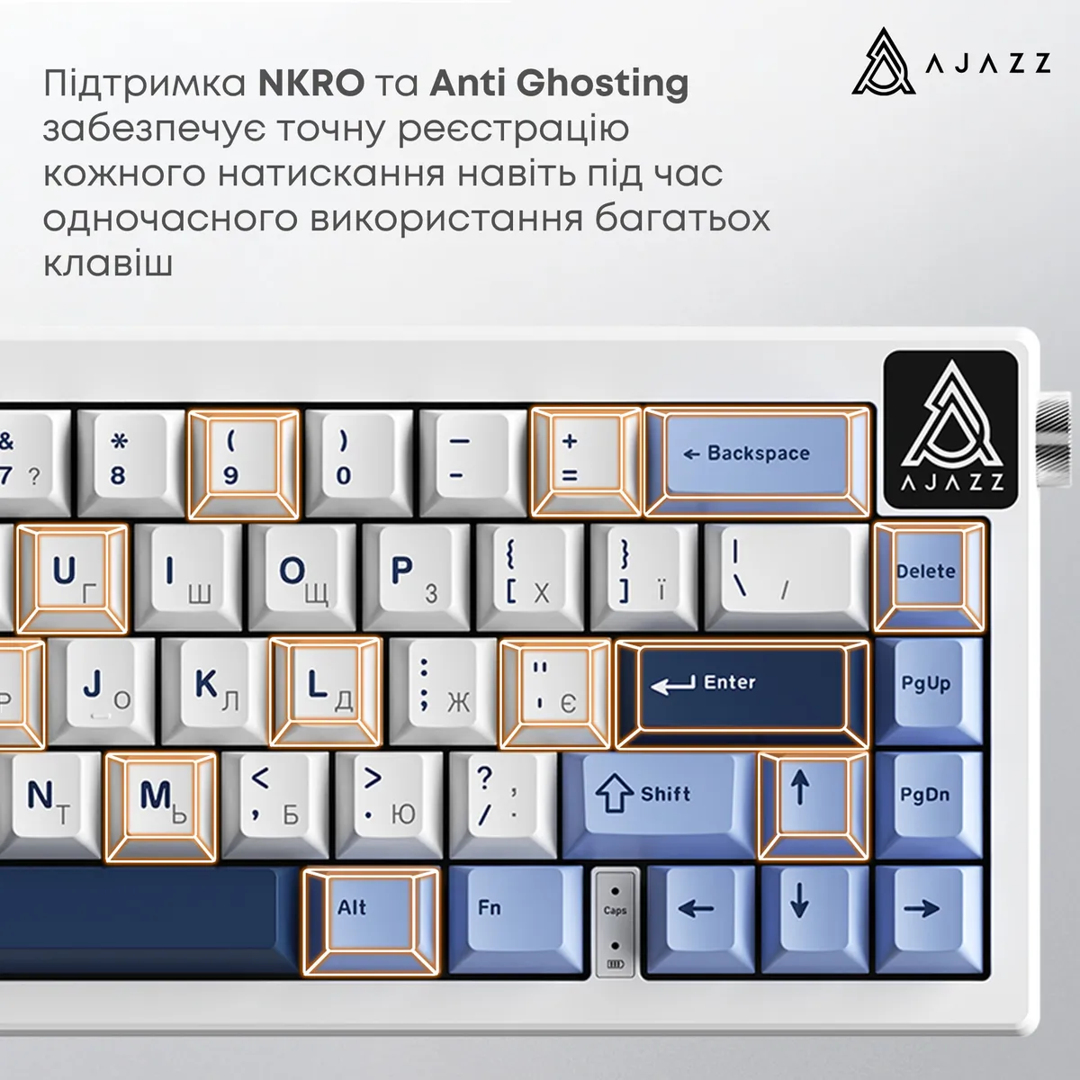 Клавіатура Ajazz AK650 Sea Salt Switch White USB-C (AK650-SS-BWB) - мініатюра 3