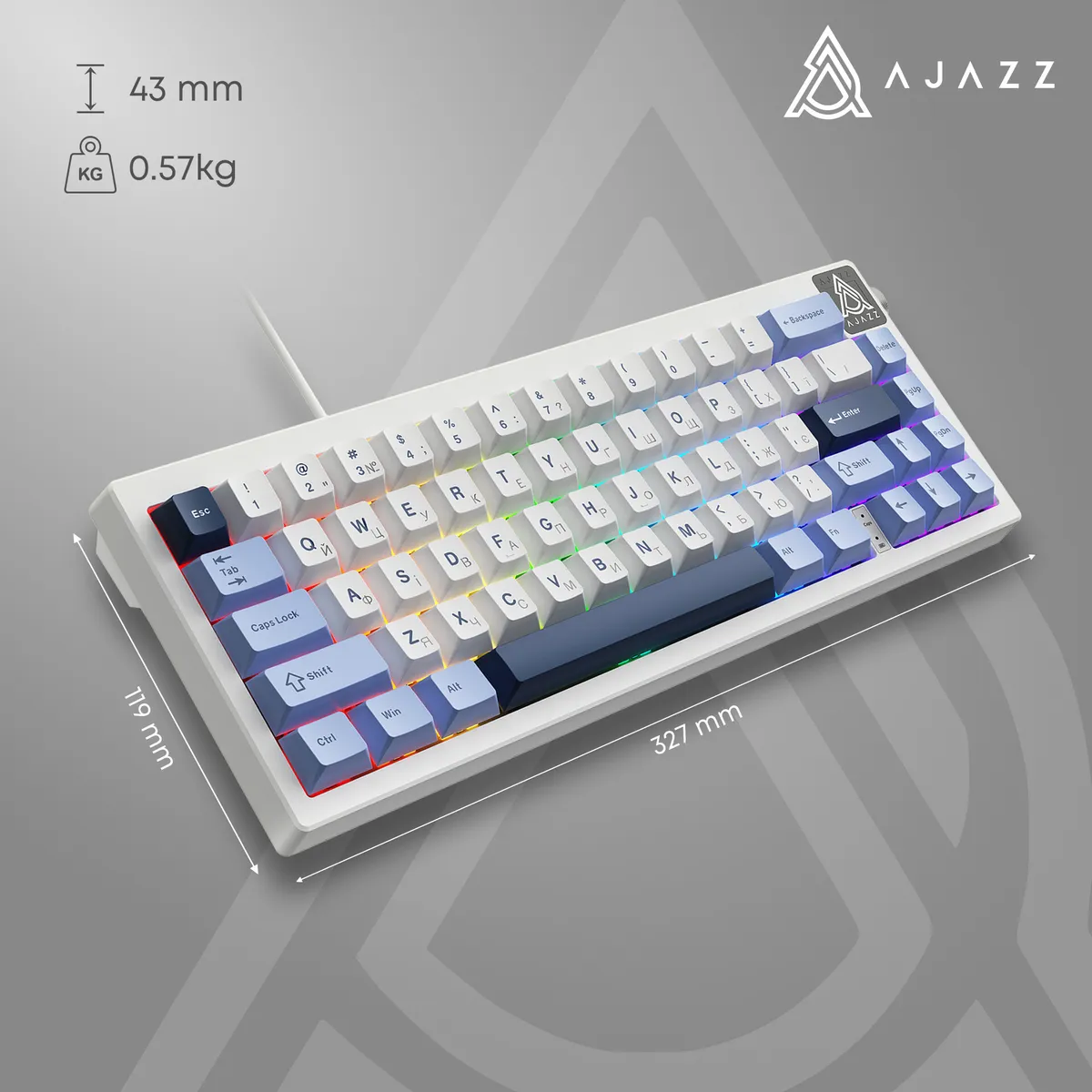 Клавіатура Ajazz AK650 Sea Salt Switch White USB-C (AK650-SS-BWB) - мініатюра 5