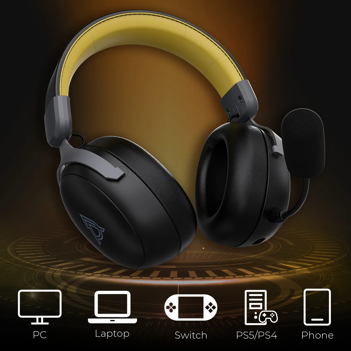 Bluetooth-гарнітура Ajazz AHM08 MAX 3-Mode Black (AHM08-MAX-BGY) - зображення 1