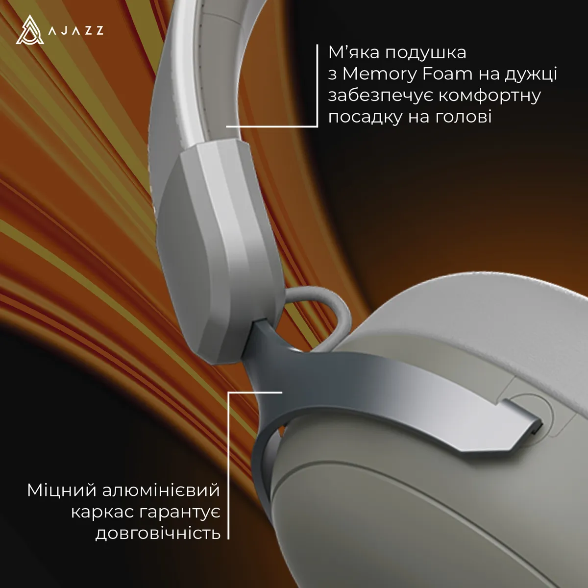 Bluetooth-гарнітура Ajazz AHM08 MAX 3-Mode Grey (AHM08-MAX-GW) - мініатюра 3