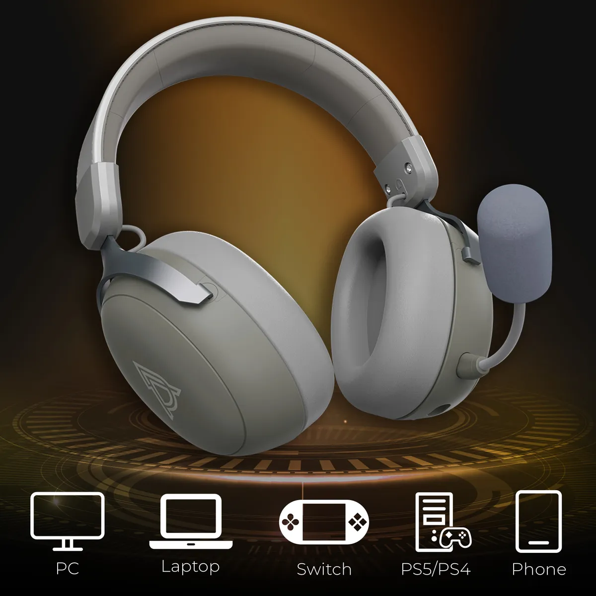 Bluetooth-гарнітура Ajazz AHM08 MAX 3-Mode Grey (AHM08-MAX-GW) - мініатюра 5