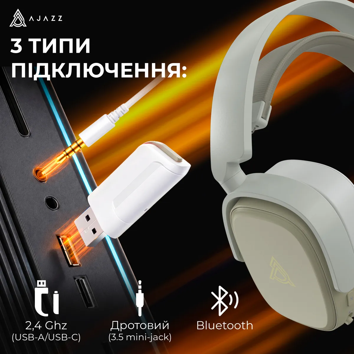 Bluetooth-гарнітура Ajazz AHM09 MAX 3-Mode Grey (AHM09-MAX-GW) - мініатюра 15