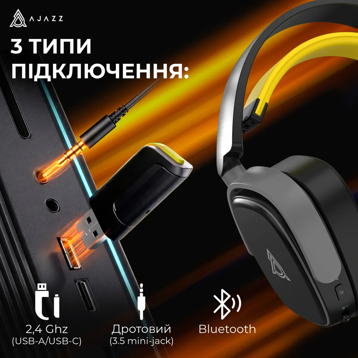 Bluetooth-гарнітура Ajazz AHM09 MAX 3-Mode Black (AHM09-MAX-BGY) - мініатюра 12