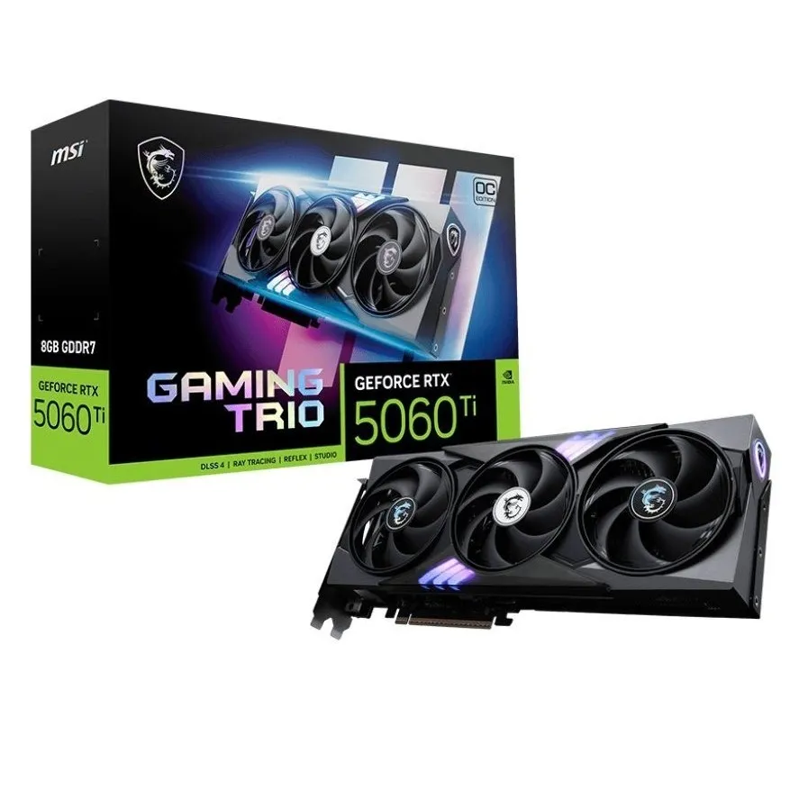 Відеокарта GF RTX 5060 Ti  8GB GDDR7 Gaming Trio OC MSI (GeForce RTX 5060 Ti 8G GAMING TRIO OC) - зображення 1