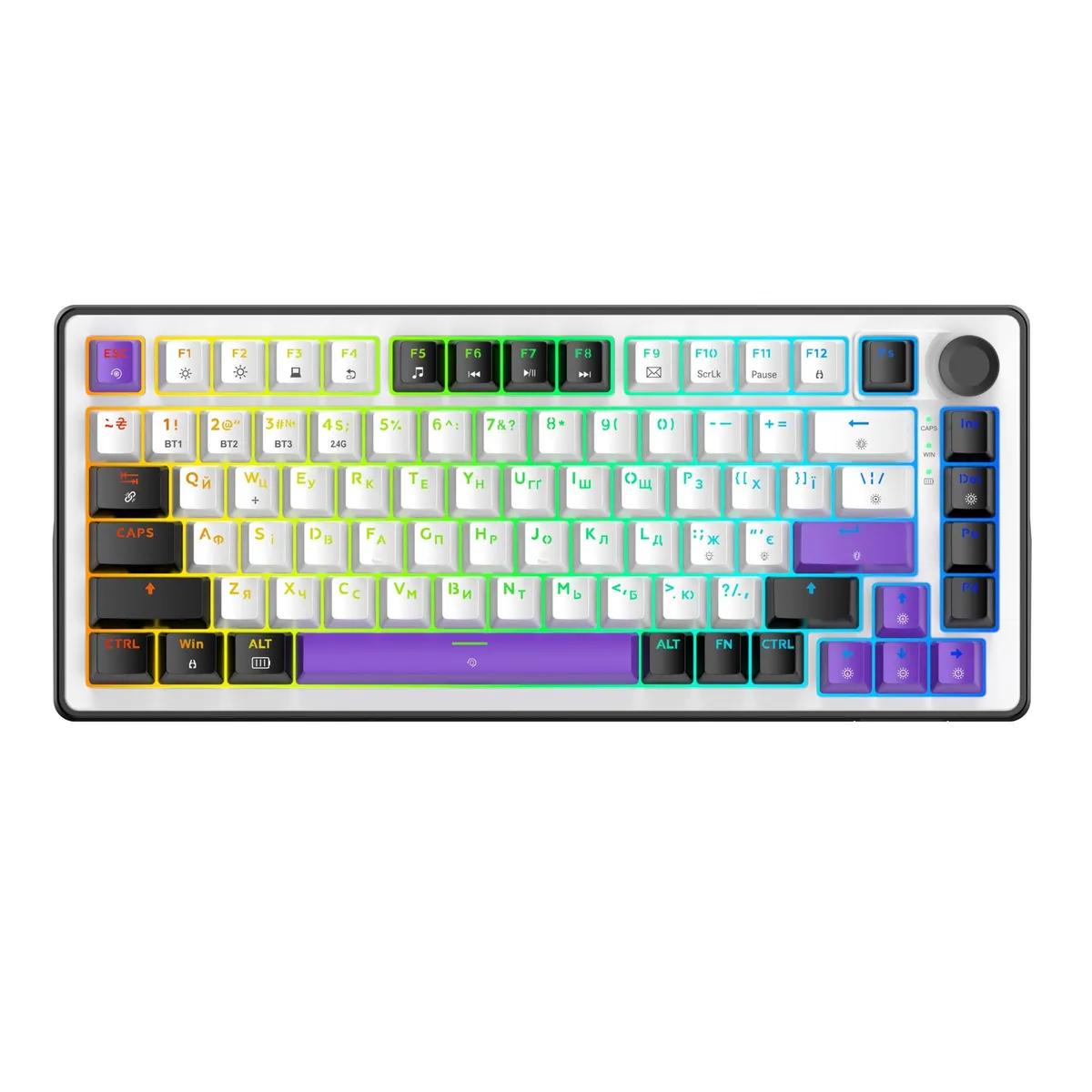 Клавіатура бездротова Hator Hellyberry HK75 Wireless Black-White - зображення 1