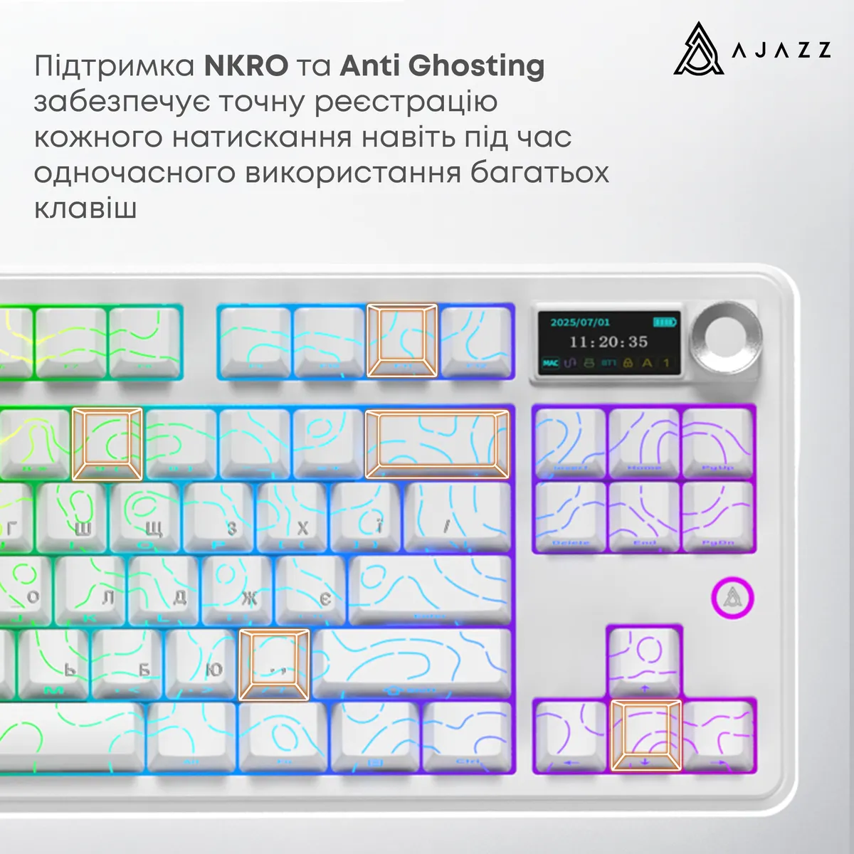 Клавіатура бездротова Ajazz AK870 V2 Maillard Switch White (AK870-V2-S-W) - мініатюра 14