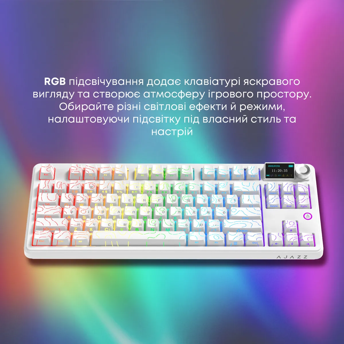 Клавіатура бездротова Ajazz AK870 V2 Maillard Switch White (AK870-V2-S-W) - мініатюра 15