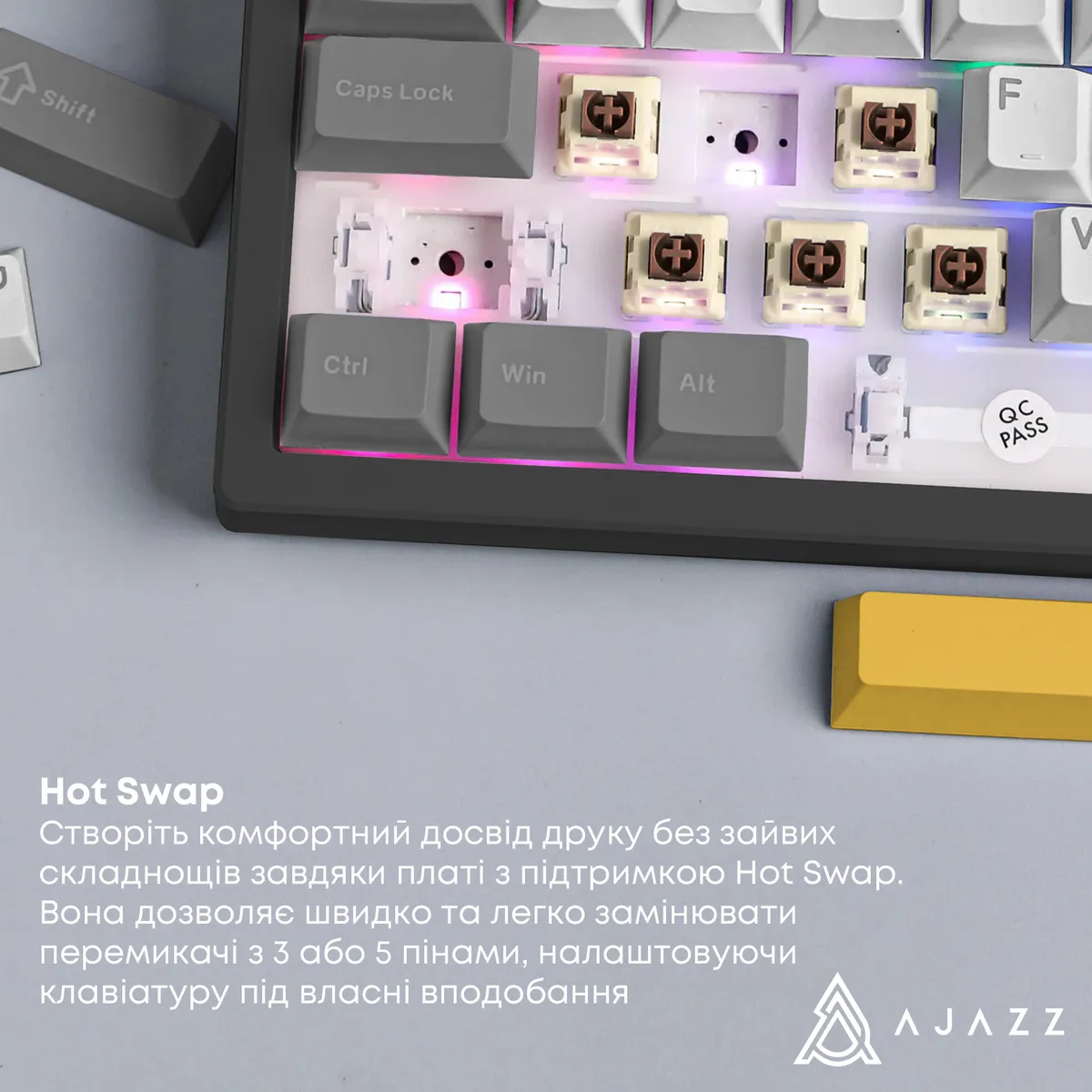 Клавіатура бездротова Ajazz AK980 V2 Maillard Switch Black (AK980-V2-M-BGY) - мініатюра 13
