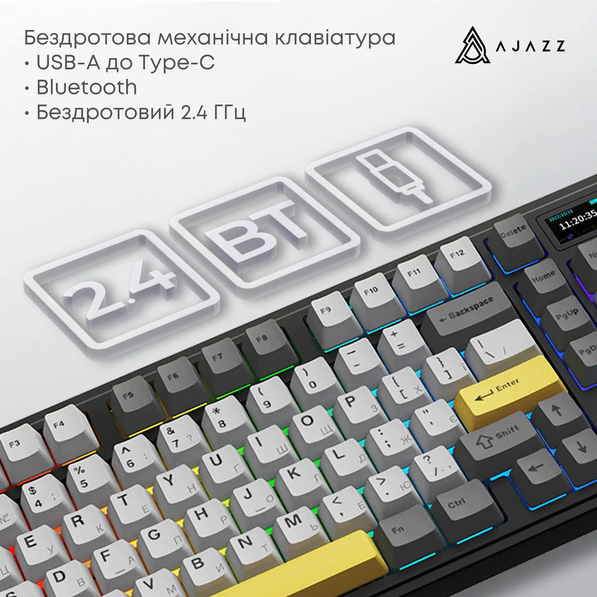 Клавіатура бездротова Ajazz AK980 V2 Maillard Switch Black (AK980-V2-M-BGY) - мініатюра 8
