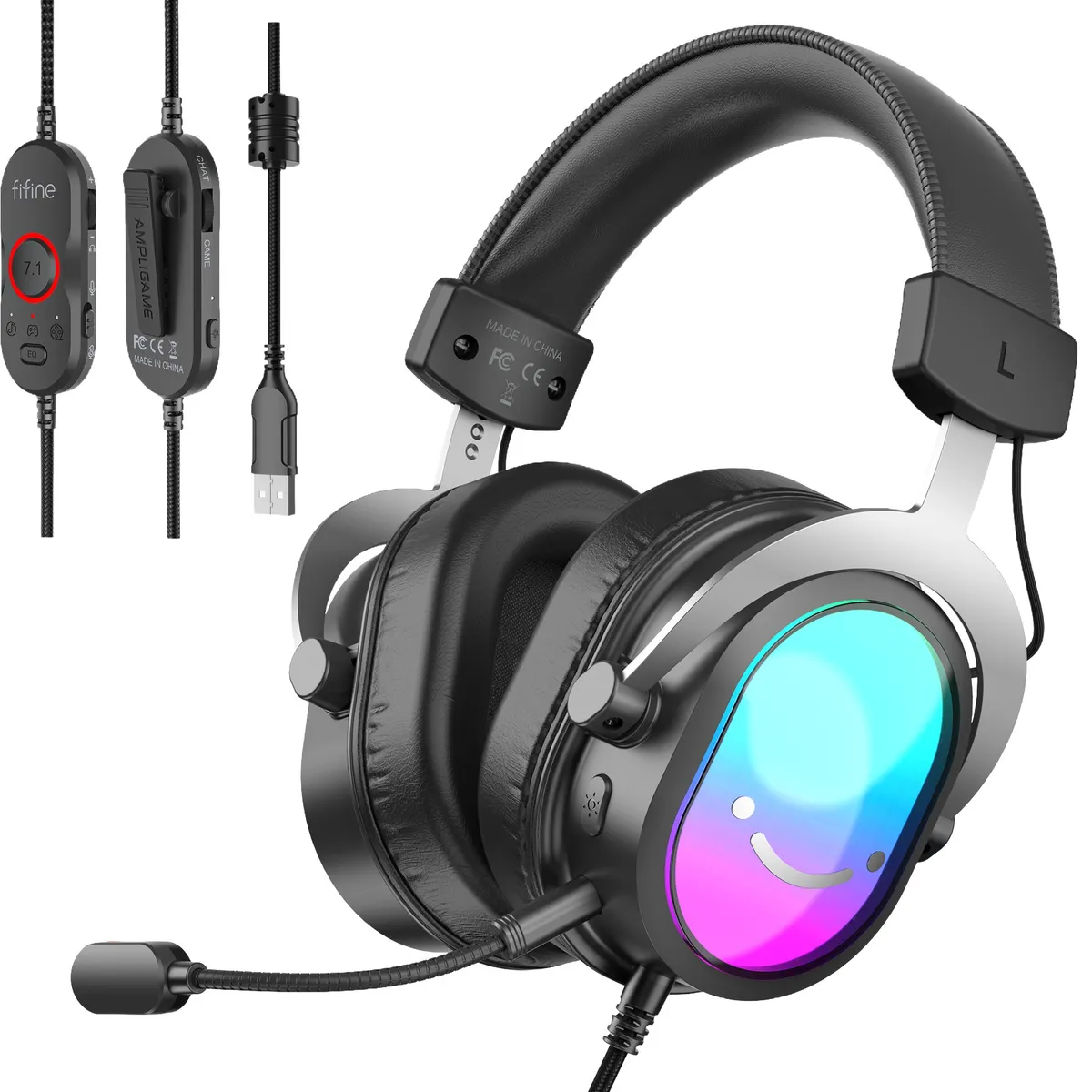 Гарнітура Fifine H16 7.1 Black RGB - мініатюра 12