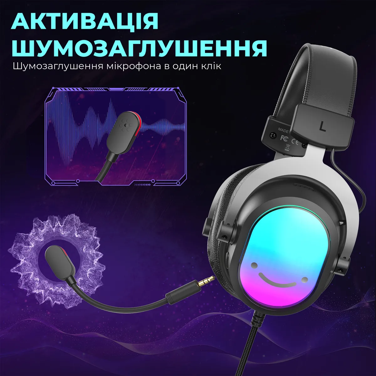 Гарнітура Fifine H16 7.1 Black RGB - мініатюра 8