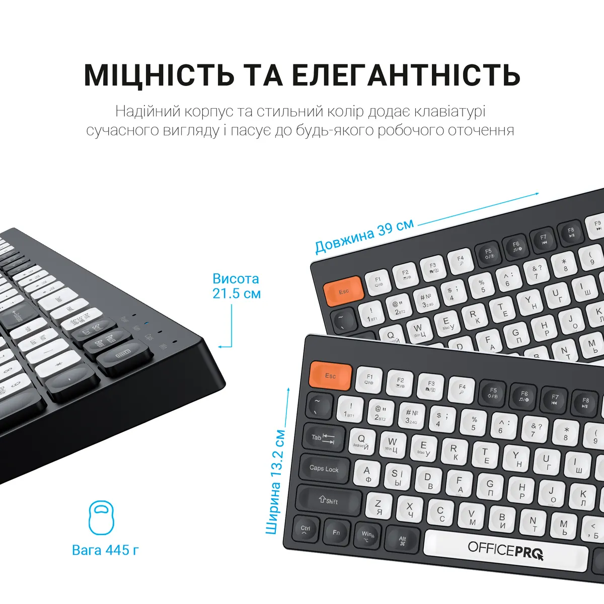 Клавіатура бездротова OfficePro SK985BO Bluetooth Black/White - мініатюра 10