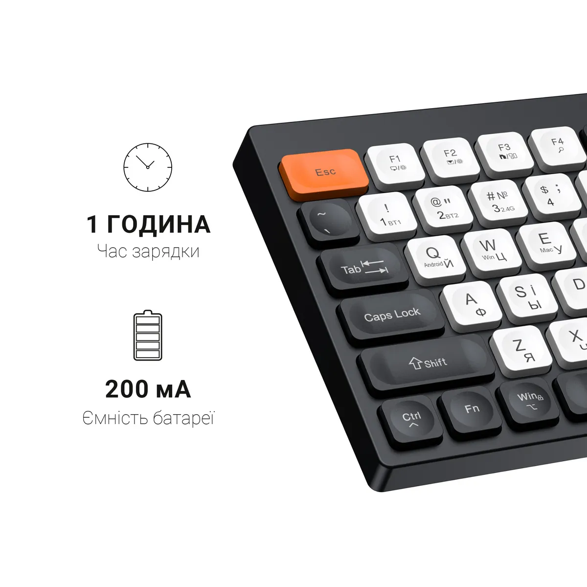 Клавіатура бездротова OfficePro SK985BO Bluetooth Black/White - мініатюра 13