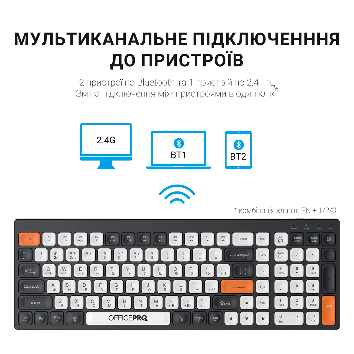 Клавіатура бездротова OfficePro SK985BO Bluetooth Black/White - мініатюра 14