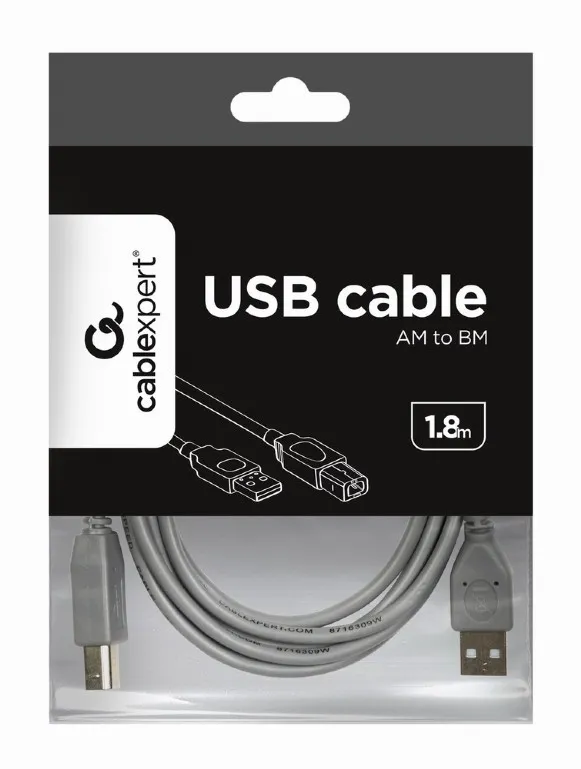 Кабель Cablexpert USB - USB Type-B V 2.0 (M/M), 1.8 м, сірий (CCP-USB2-AMBM-6G) - мініатюра 2