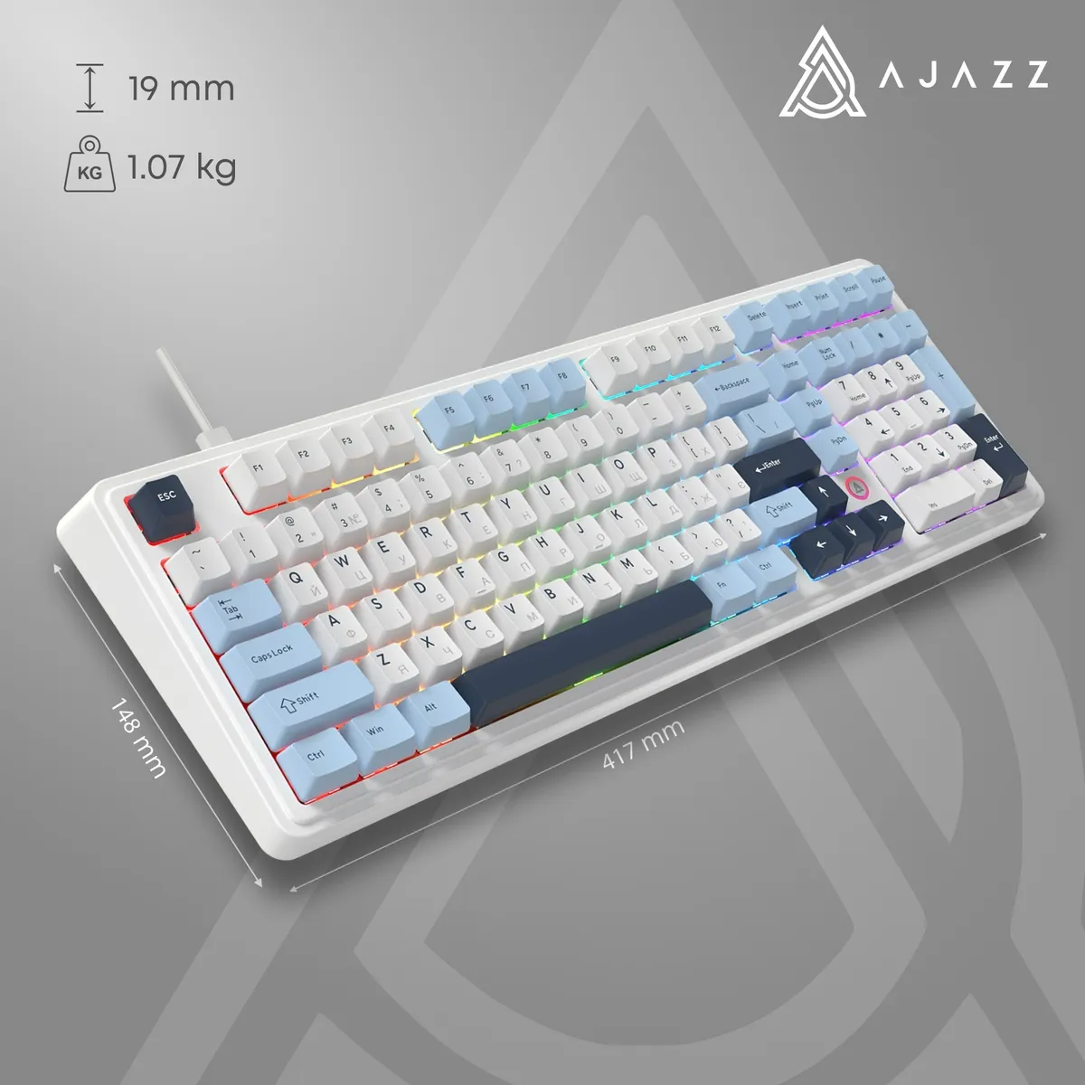 Клавіатура Ajazz AK980 Max Magnetic Switch Blue/White/Dark Blue (AK980-MAX-M-BWDB) - мініатюра 5