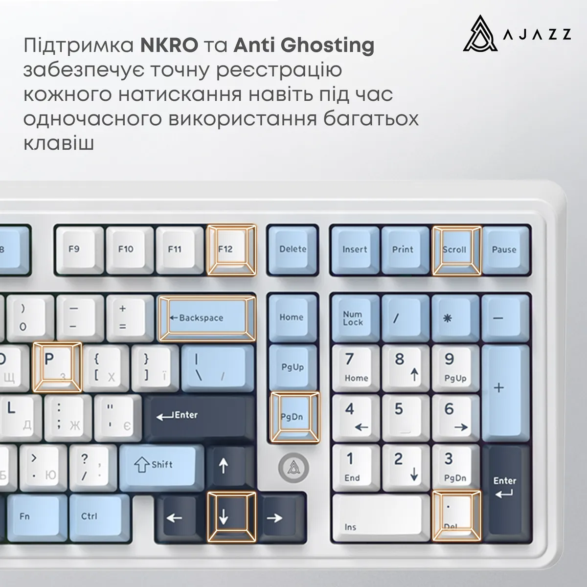 Клавіатура Ajazz AK980 Max Magnetic Switch Blue/White/Dark Blue (AK980-MAX-M-BWDB) - мініатюра 7