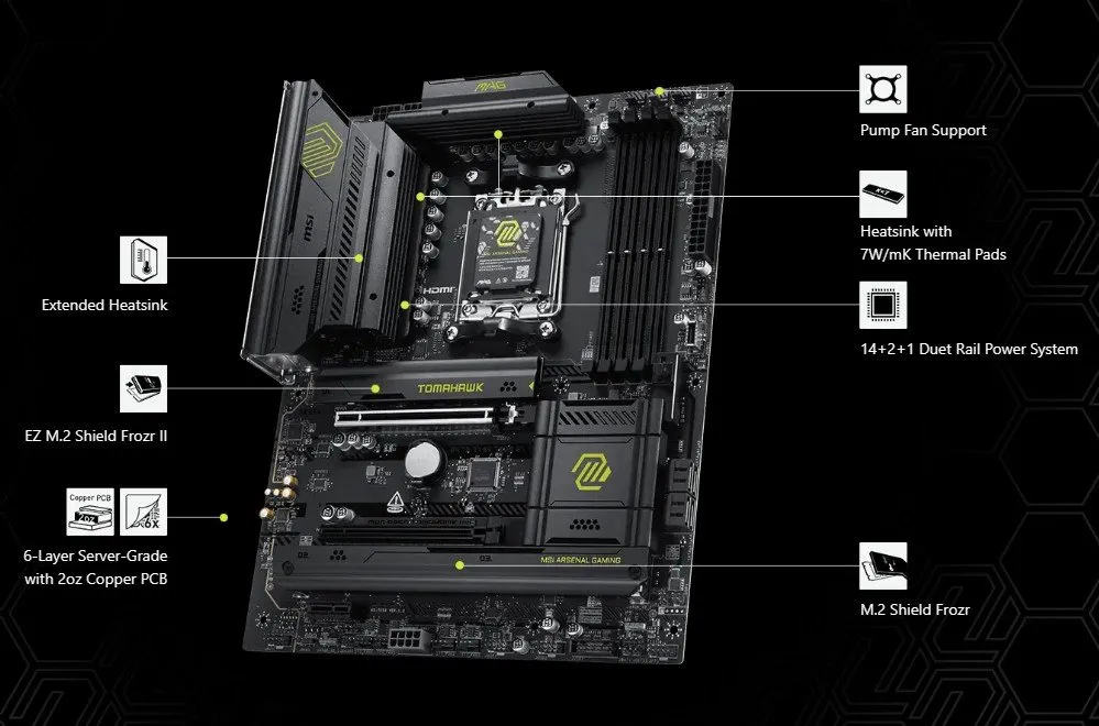Материнська плата MSI MAG B850 Tomahawk WiFi Socket AM5 - мініатюра 6