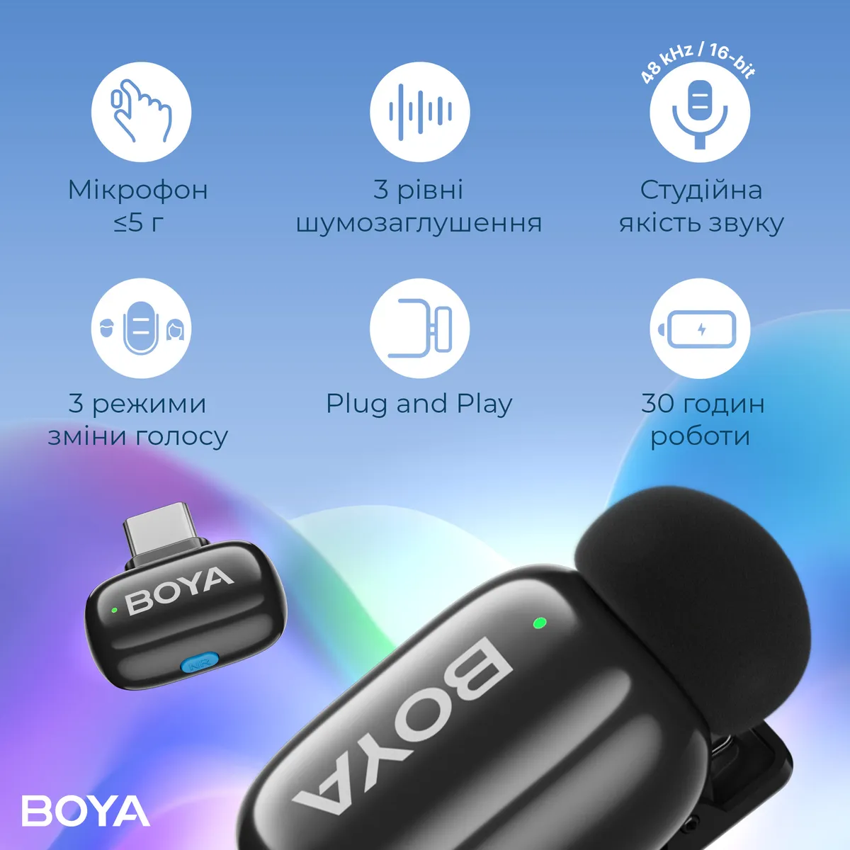 Мікрофон BOYA mini-16 Type-C Black - мініатюра 13