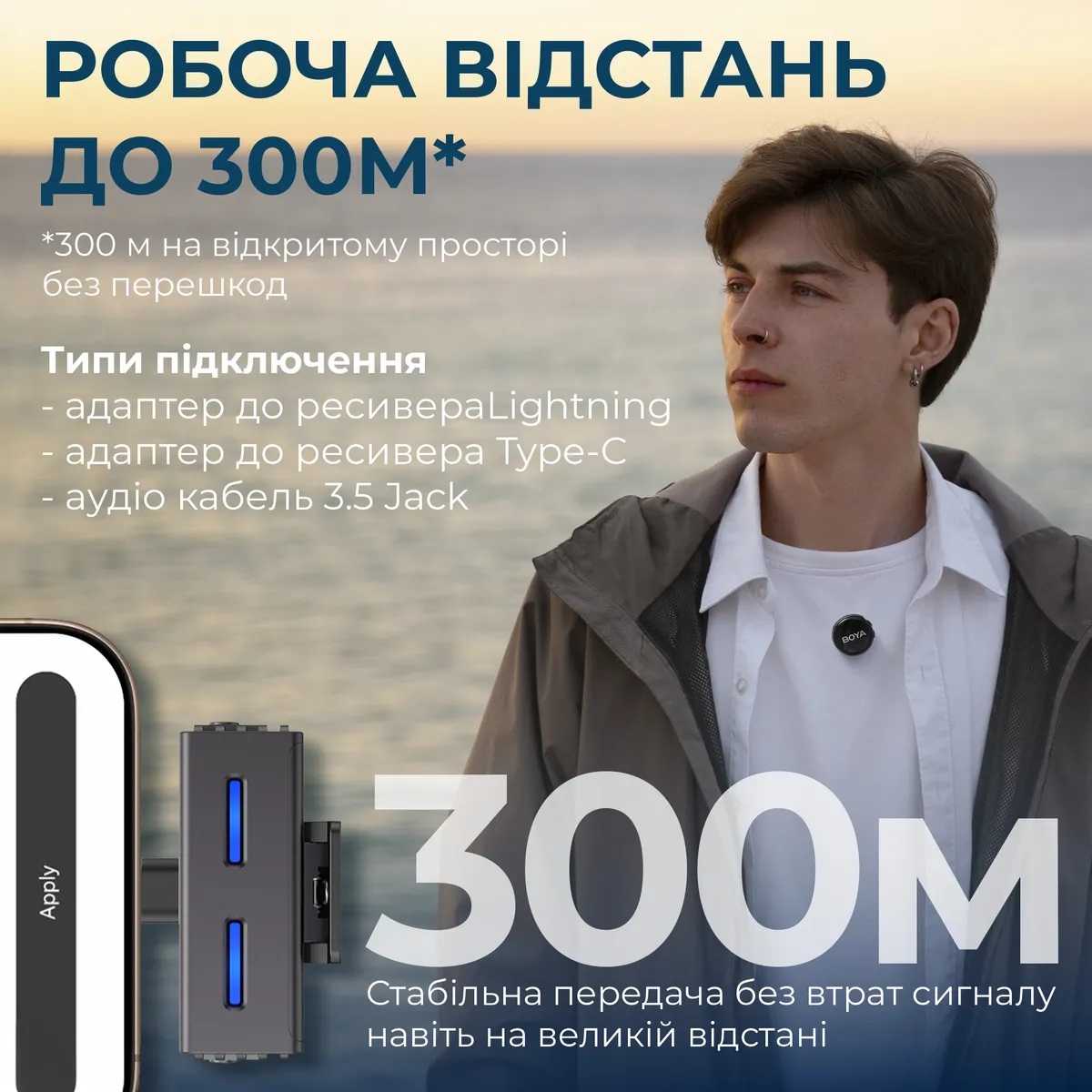 Мікрофон BOYA LINK 3-01 Type-C/TRS/Lightning Black - мініатюра 11