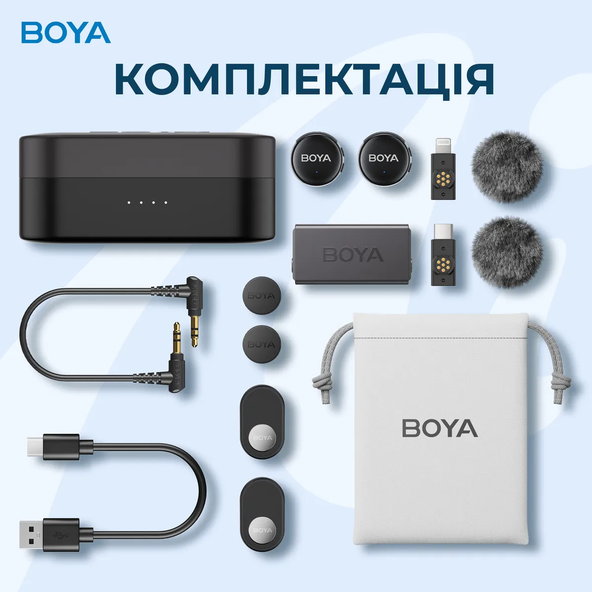 Мікрофон BOYA LINK 3-01 Type-C/TRS/Lightning Black - мініатюра 19
