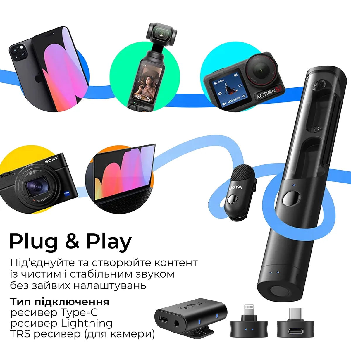 Мікрофон BOYA Magic-02 Type-C/Lightning Black - мініатюра 14