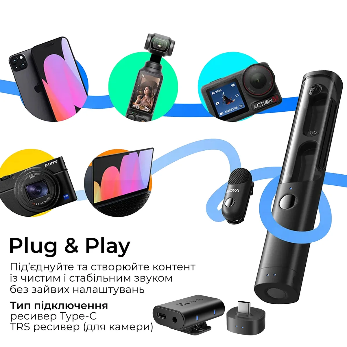 Мікрофон BOYA Magic-03 Type-C/TRS Black - мініатюра 4